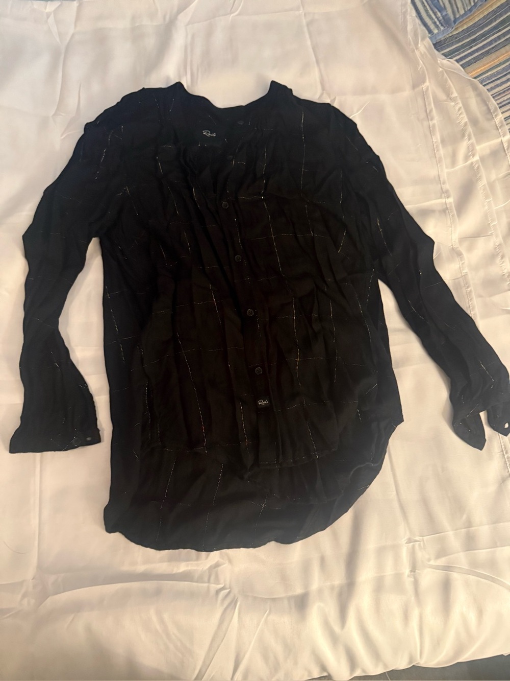 Rails Black Long-Sleeve Button-Up Shirt. Large